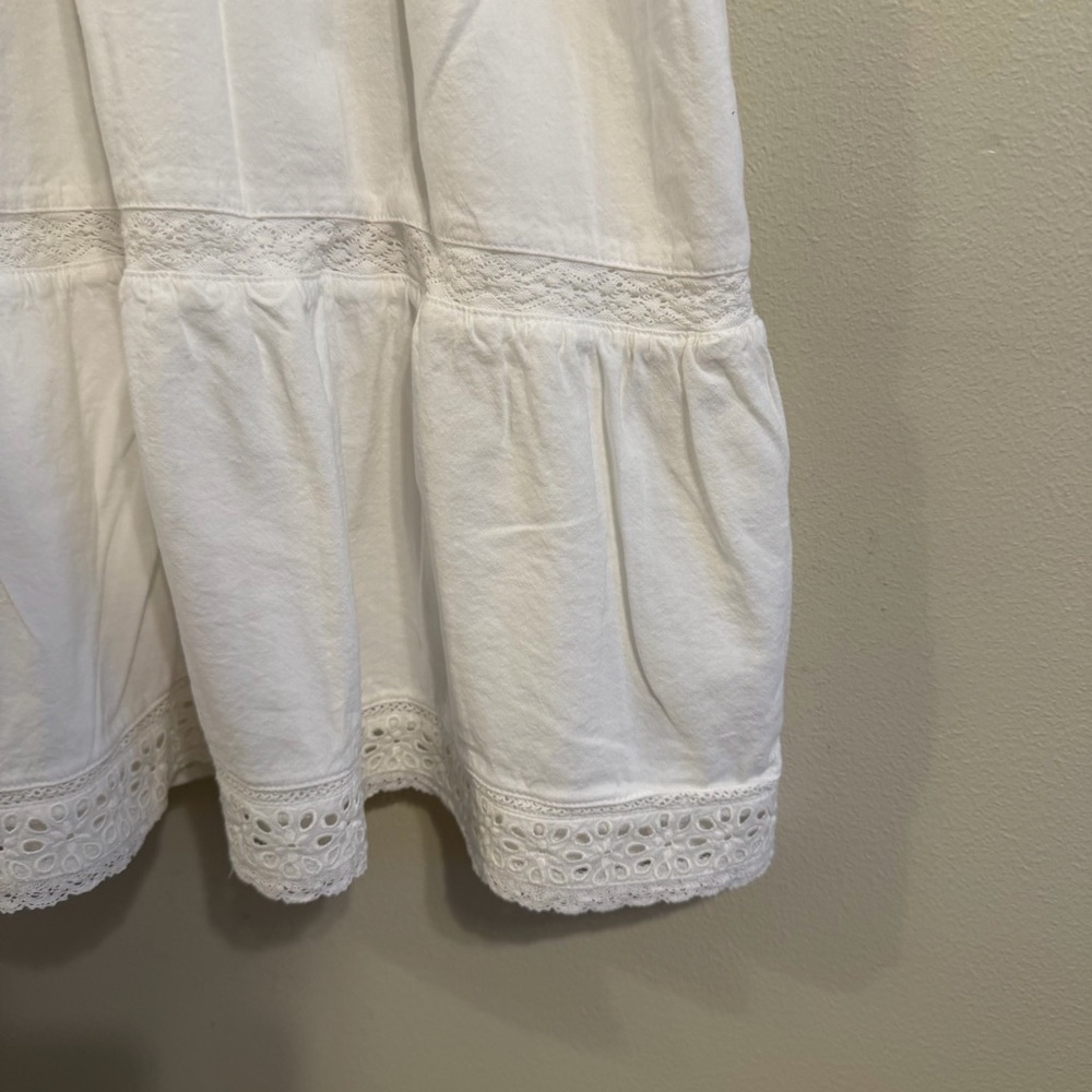 GAP White Eyelet Lace Mini Dress Cottagecore Boho Milkmaid XXL - Picture 7 of 10